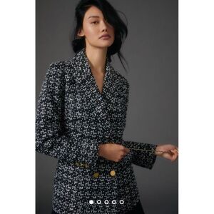 Anthropologie x Maeve Double-Breasted Tweed Jacket Size L